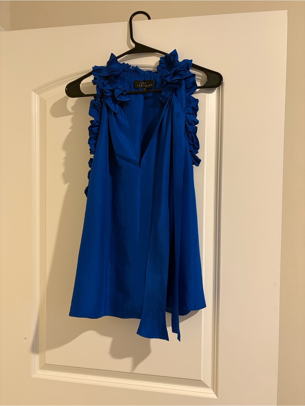 Robert Rodriguez Cobalt Blue Ruffle-Trim Tie-Neck Camisole